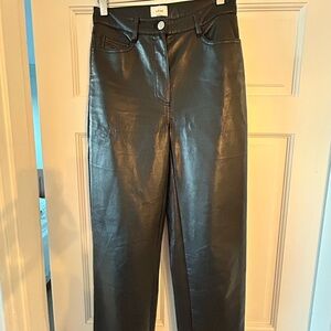 Aritzia Wilfred Black Straight Leg Faux Leather Pants, size 2